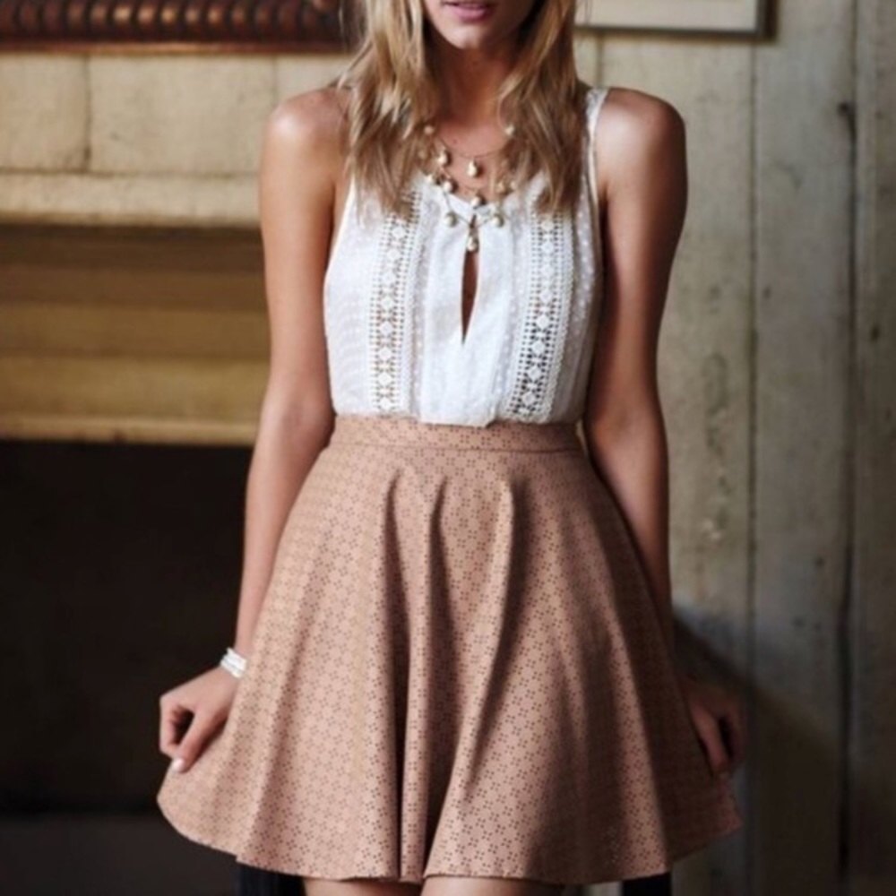 Anthropologie Faux Leather Astral Swing Skirt